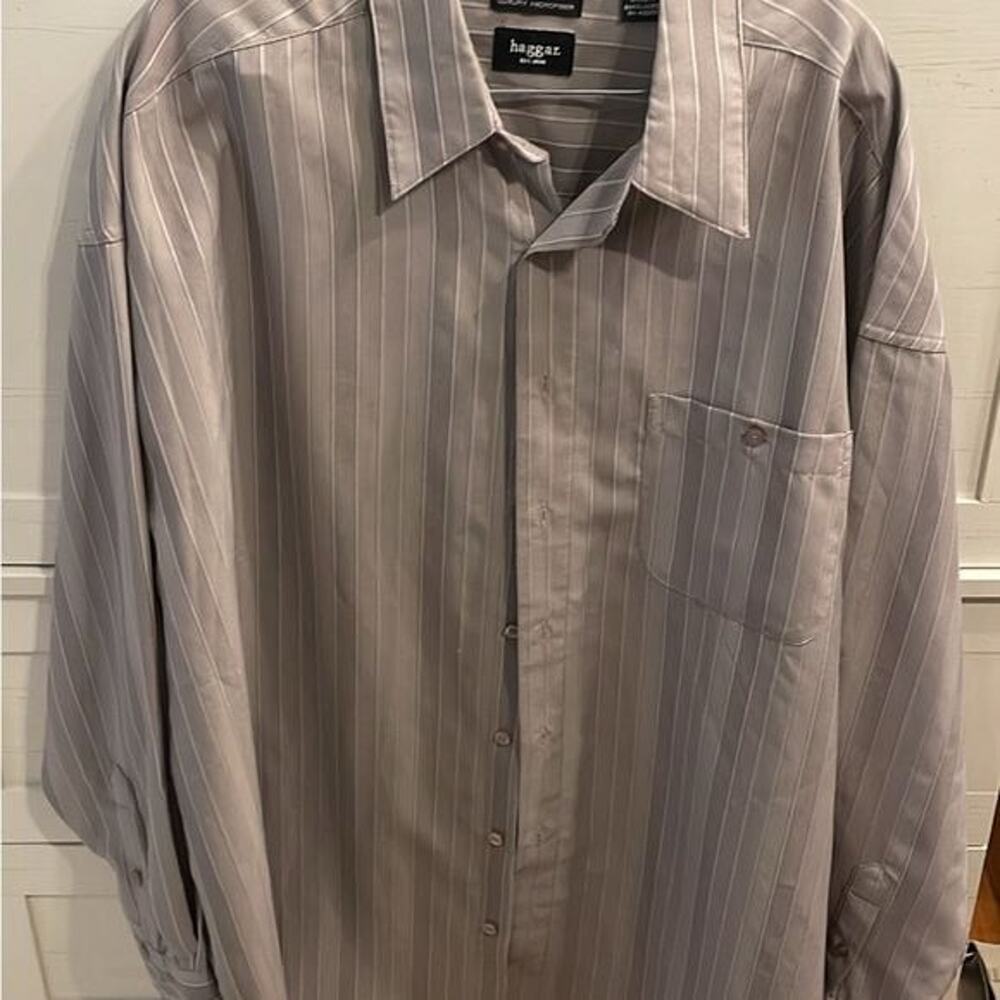 Haggar‎ Men's Classic Gray Pinstripe Dress Shirt